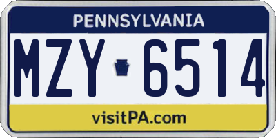 PA license plate MZY6514