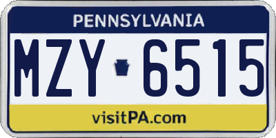 PA license plate MZY6515