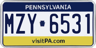 PA license plate MZY6531