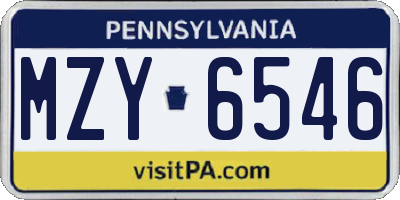 PA license plate MZY6546