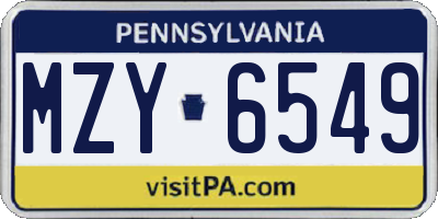 PA license plate MZY6549