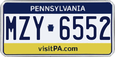 PA license plate MZY6552