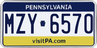 PA license plate MZY6570