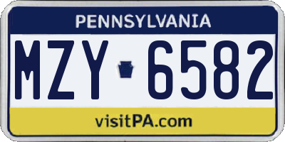 PA license plate MZY6582