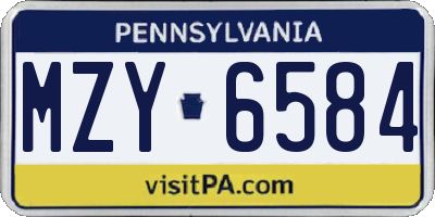 PA license plate MZY6584
