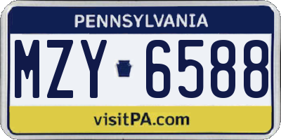 PA license plate MZY6588