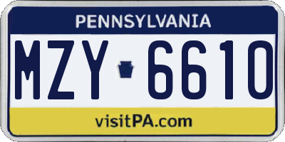 PA license plate MZY6610