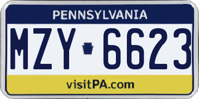 PA license plate MZY6623
