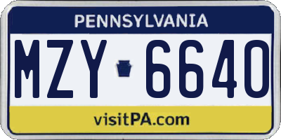 PA license plate MZY6640