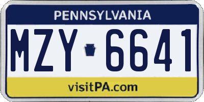 PA license plate MZY6641