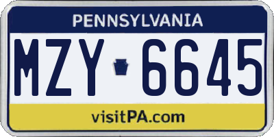 PA license plate MZY6645