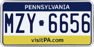 PA license plate MZY6656