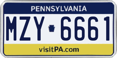 PA license plate MZY6661