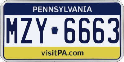 PA license plate MZY6663