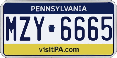 PA license plate MZY6665