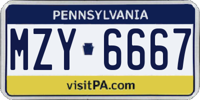 PA license plate MZY6667