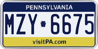 PA license plate MZY6675