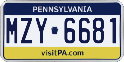 PA license plate MZY6681