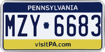 PA license plate MZY6683