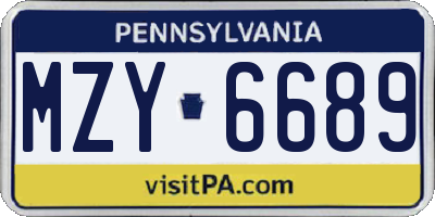 PA license plate MZY6689