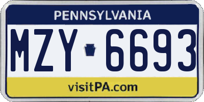 PA license plate MZY6693