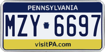PA license plate MZY6697