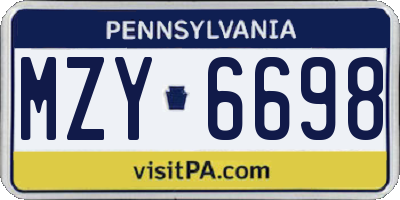 PA license plate MZY6698