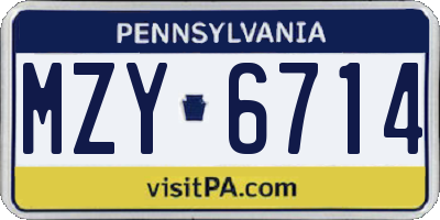 PA license plate MZY6714
