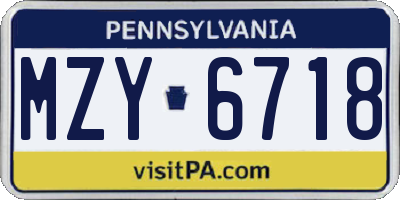 PA license plate MZY6718