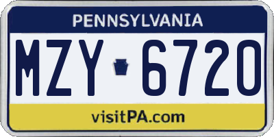 PA license plate MZY6720