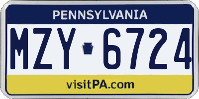 PA license plate MZY6724