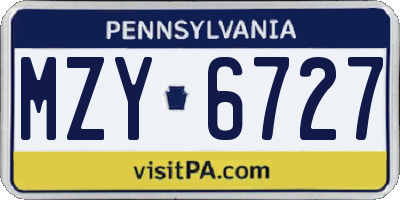 PA license plate MZY6727