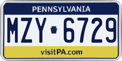 PA license plate MZY6729