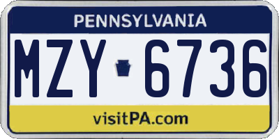 PA license plate MZY6736