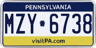 PA license plate MZY6738