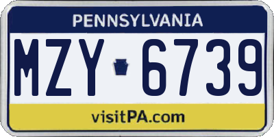PA license plate MZY6739
