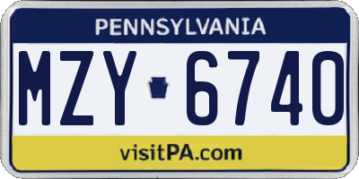 PA license plate MZY6740