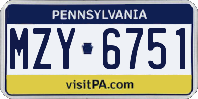 PA license plate MZY6751