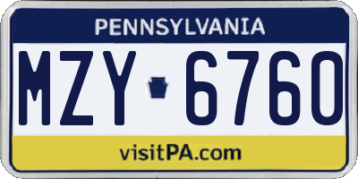 PA license plate MZY6760
