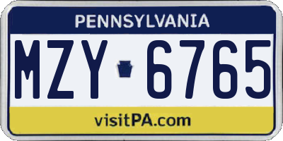 PA license plate MZY6765