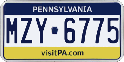 PA license plate MZY6775