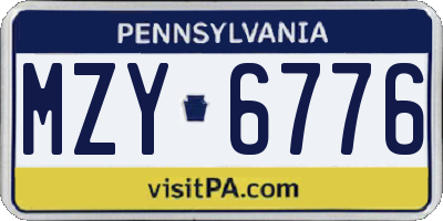 PA license plate MZY6776