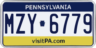 PA license plate MZY6779