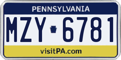 PA license plate MZY6781