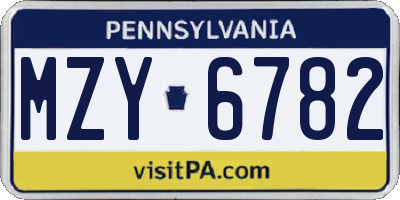 PA license plate MZY6782