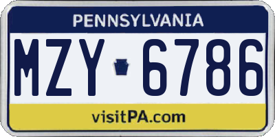 PA license plate MZY6786