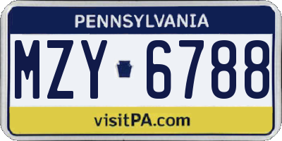 PA license plate MZY6788