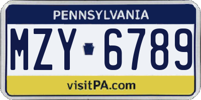 PA license plate MZY6789