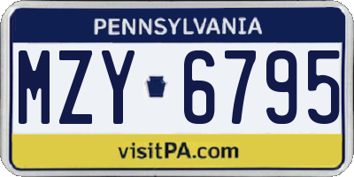 PA license plate MZY6795