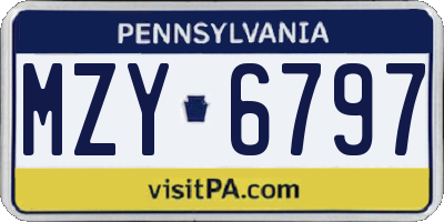 PA license plate MZY6797